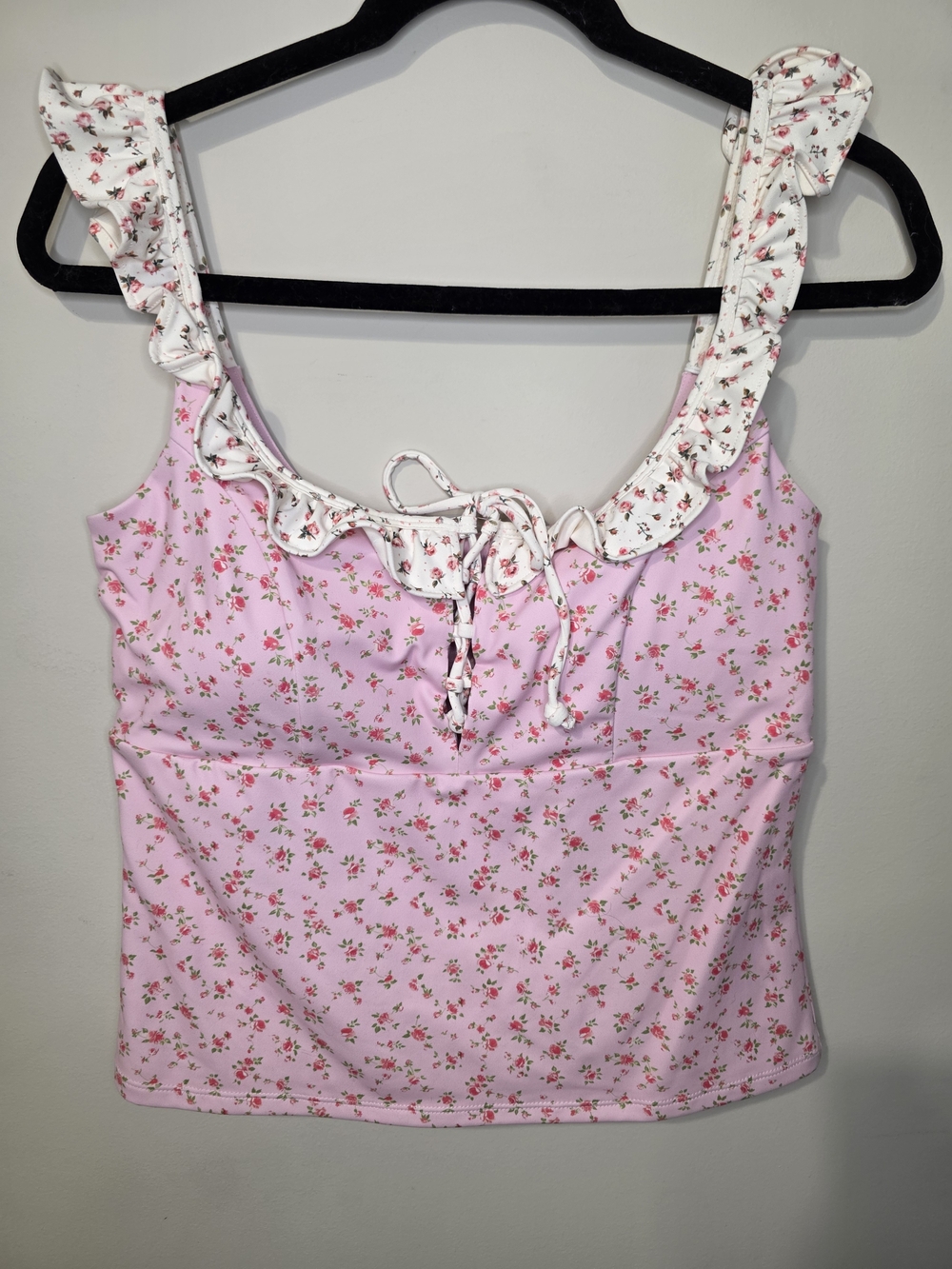 NWT Blogilates Pink Floral Lace-Up Active Tank Top - Picture 4 of 8
